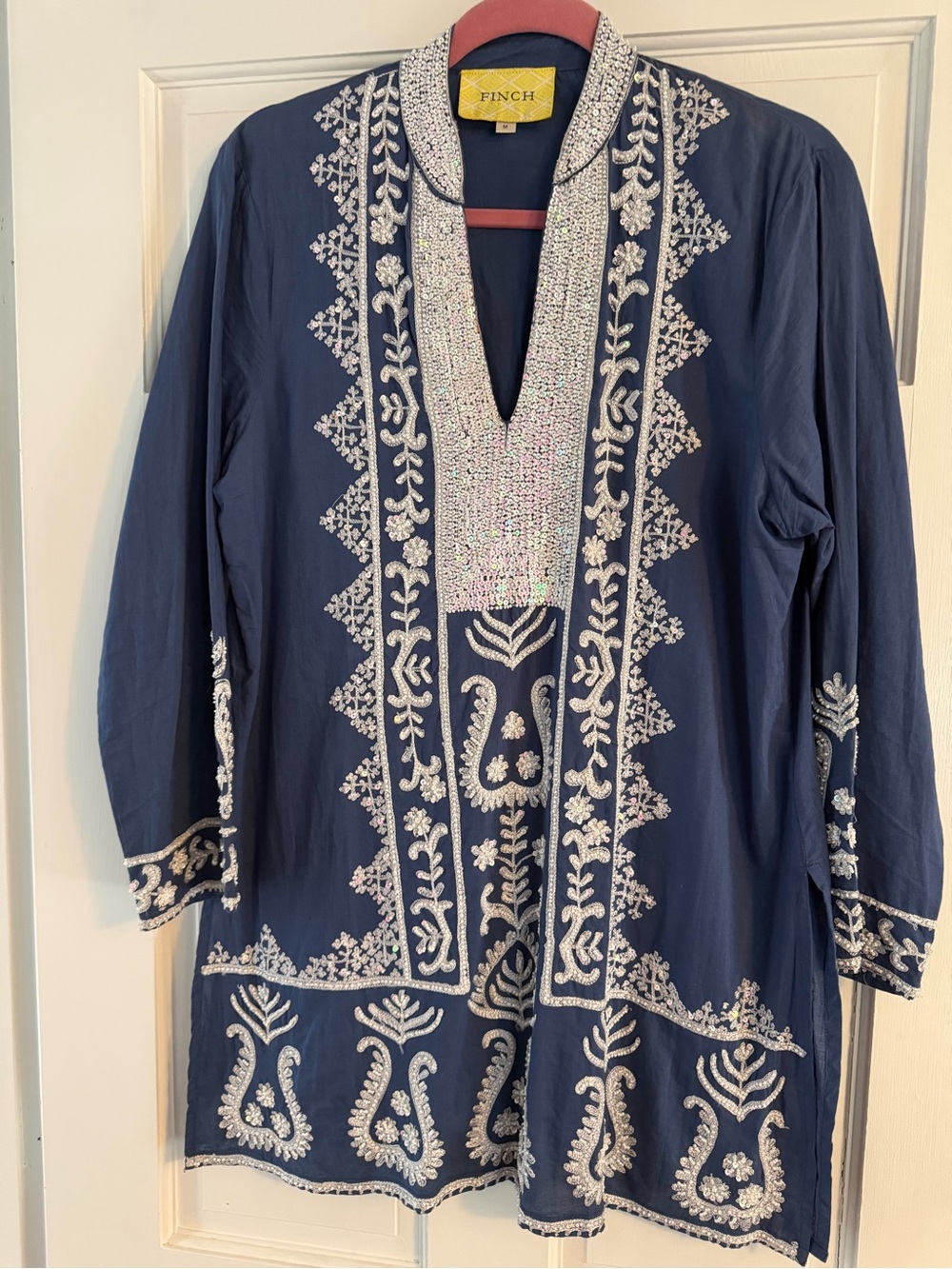 FINCH - Navy Embroidered Tunic